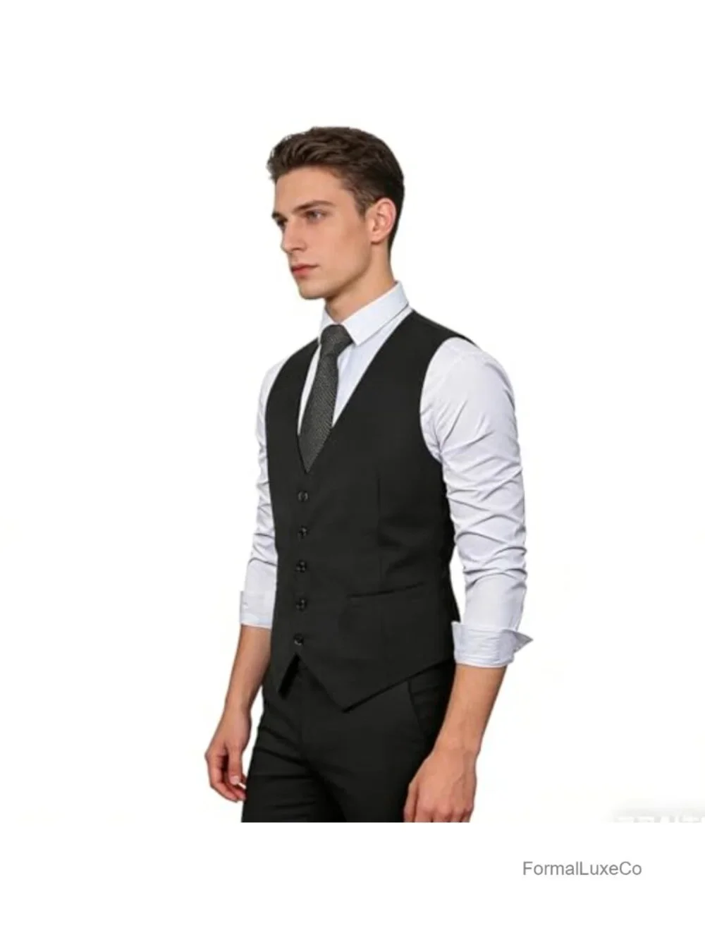 Classic Solid Color Business Suit Vest Regular Fit Tuxedo Waistcoat for Wedding